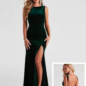 Windsor Green Backless Slit Gown